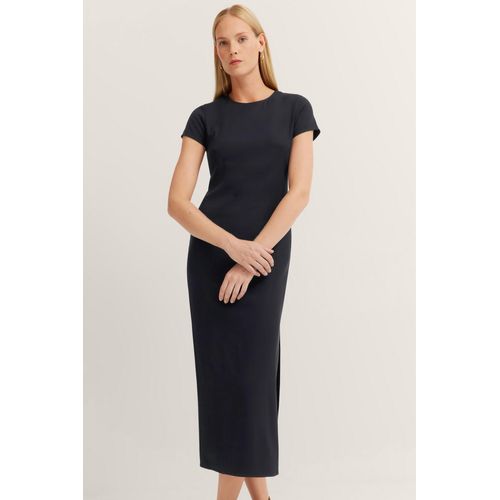 Sommerkleid BUGATTI, Damen, Gr. 40, Normalgrößen, 290, schwarz, 98% Viskose, 2% Elasthan, unifarben, normal, Halbarm, Kleider, mit Seitenschlitzen