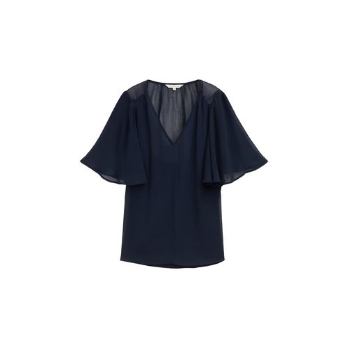 TOM TAILOR Damen Chiffon Bluse, blau, Uni, Gr. 34