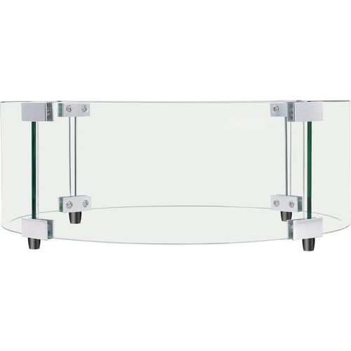 Feuerstellen-Windschutz 740 x 214 mm - Runder Flammenschutz aus 6mm dickem Glas - Transparenter Flammenschutz für Propan Gas Außenbereich - Gehärtetes Glas - Für Terrasse & Hinterhof
