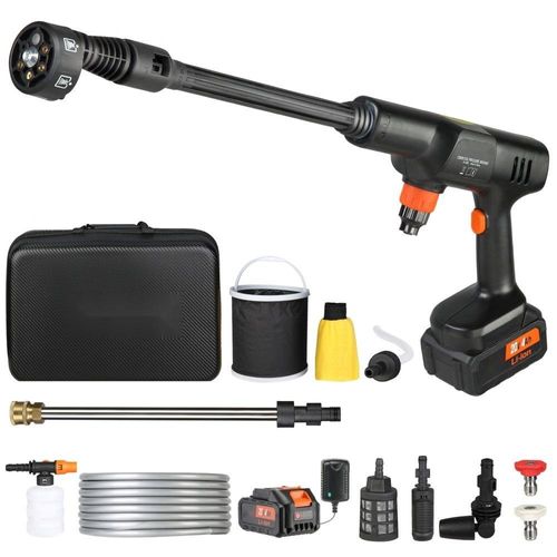 Hochleistungs Akku Hochdruckreiniger - Bürstenlos - Wasser Druckreiniger Pistole - 21V, 50 bar - Mobile Reinigung und Bewässerung - 3,5L/min - Zubehör Inklusive - 0°40° Düse