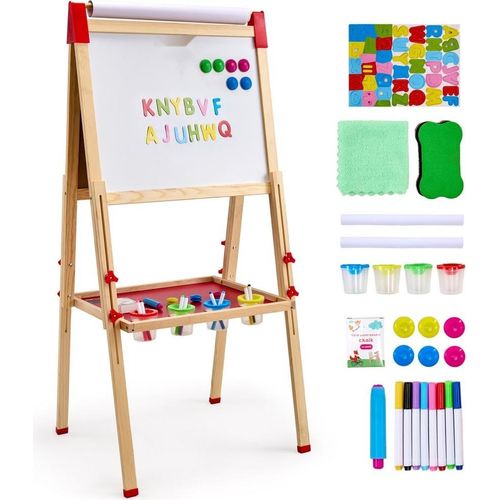Kinder Staffelei - Doppelseitige Kindertafel - Kreidetafel und Whiteboard aus Holz - Ideal für kreative Aktivitäten