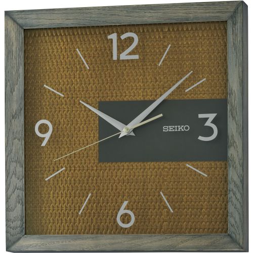 Wanduhr SEIKO, grau, Wanduhren, B/H/L: 33cm x 5,3cm x 33cm, Quarzuhr, Holz, durchlaufende Sekunde, Wohnzimmer, Esszimmer, B:33cm H:5,3cm T:33cm