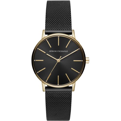 Quarzuhr ARMANI EXCHANGE, schwarz (schwarz, schwarz), Armbanduhren, Damen, Armbanduhr, Damenuhr, analog, Edelstahlarmband