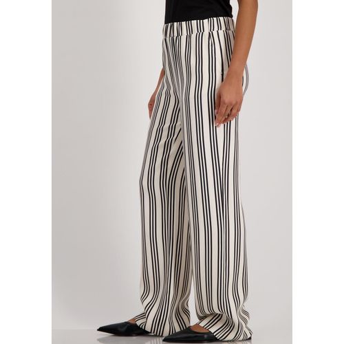 Anzughose MONARI, Damen, Gr. 36, N-Gr, beige schwarz gestreift, Web, Obermaterial: 100% Viskose, gemustert, gestreift, mehrfarbig, modisch, regular fit lang, Hosen, mit Streifen