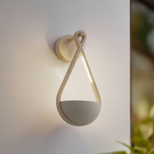 Lucande LED-Außenwandlampe Florka, Beton, Blumenampel, IP54