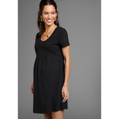 Neun Monate Umstandskleid »Kurzes Schwangerschafts-Jerseykleid, Minikleid«, Auschnitt in Wickeloptik