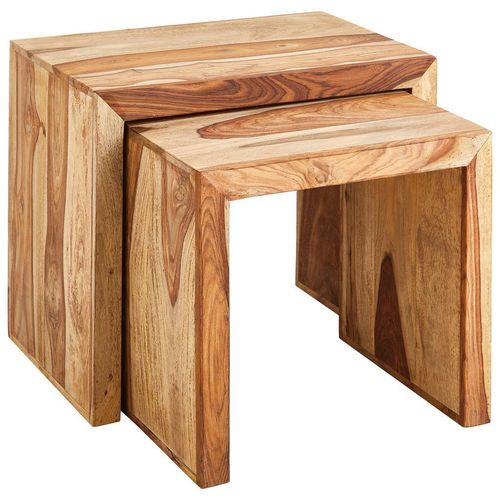 Landscape Satztisch Inka , Natur , Holz , 2-teilig , Sheesham , massiv , rechteckig , Wange , 55x45x35 cm , Wohnzimmer, Wohnzimmertische,