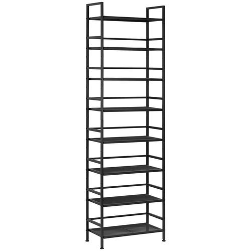 PBJ Schuhregal , Schwarz , Metall , 8 Fächer , 59x196x30 cm , Garderobe, Schuhaufbewahrung, Schuhregale