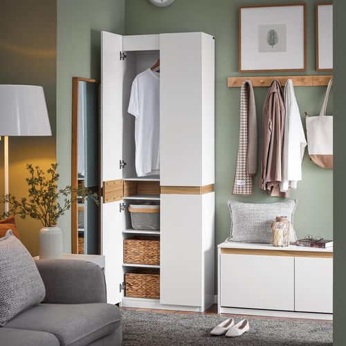 SoBuy KSB01-W Kleiderschrank mit 2 Türen Hochschrank Küchenschrank Aufbewahrungsschrank mit 5 Fächern Mehrzweckschrank Weiß BHT ca. 61x192x30cm
