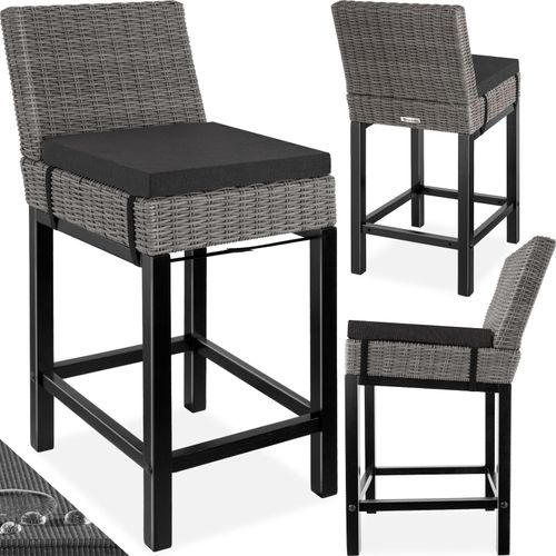 tectake® Rattan Barstuhl, mit Aluminiumgestell, natürlich nachempfundenes Geflecht, inklusive Sitzpolster, 45 x 62,5 x 99 cm