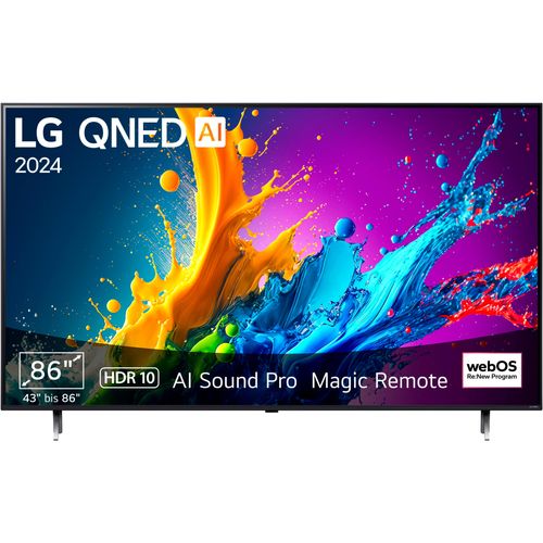 LG QNED-Fernseher, E (A-G), schwarz, 86, Fernseher