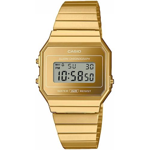 Chronograph CASIO VINTAGE, gold (goldfarben), Armbanduhren, Damen, Quarzuhr, Armbanduhr, Damenuhr, Herrenuhr,Digitaluhr, Edelstahlarmband
