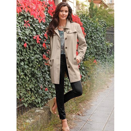 Kurzmantel INSPIRATIONEN, Damen, Gr. 38, beige (sand), 64% Baumwolle, 36% Polyamid, unifarben, unifarben mit Farbeinsatz, unifarben mit Farbeinsätzen, modisch, Mäntel, Topseller