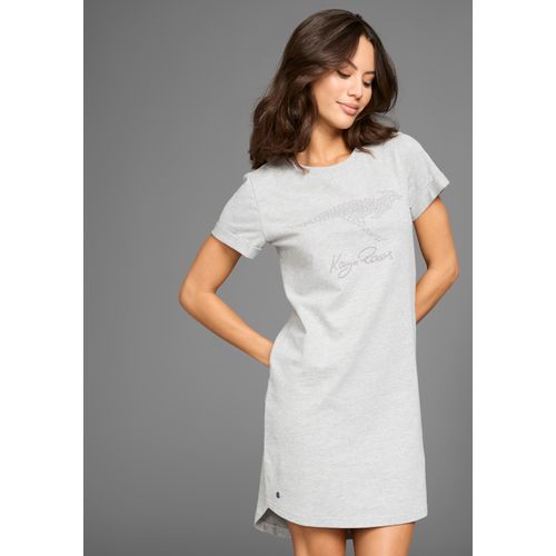 Sweatkleid KANGAROOS, Damen, Gr. 32/34, N-Gr, grau, Sweatware, Obermaterial: 90% Baumwolle, 10% Viskose, unifarben, bedruckt, casual, figurumspielend kurz, Rundhals, Kurzarm, Kleider, mit tollem Marken-Logo-Print - NEUE KOLLEKTION