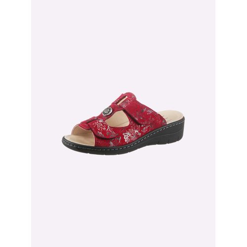 Pantolette BELVIDA, Damen, Gr. 36, rot (rot, bedruckt), Veloursleder, klassisch, Schuhe