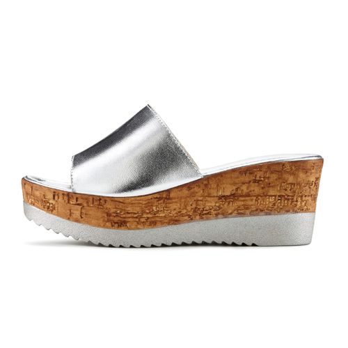 LASCANA Pantolette »Sommerschuh,«, Mule, Sandale, offener Schuh aus Leder mit Keilabsatz Image