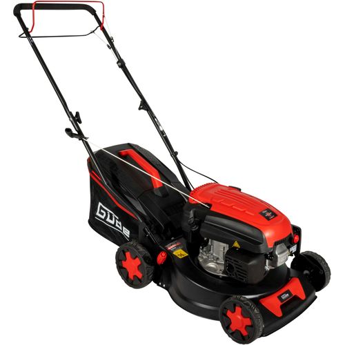 Benzinrasenmäher GÜDE "»ECO WHEELER 413.3 R«", rot (rot, schwarz), B:45,5cm H:93cm T:133cm, Rasenmäher, für Rasenflächen bis 900m²
