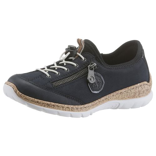 Slip-On Sneaker RIEKER, Damen, Gr. 39, blau (marine), Nubuklederimitat, Textil, sportlich, Schuhe Sneaker, Slipper, Schlupfschuh mit Außenreißverschluss, Topseller