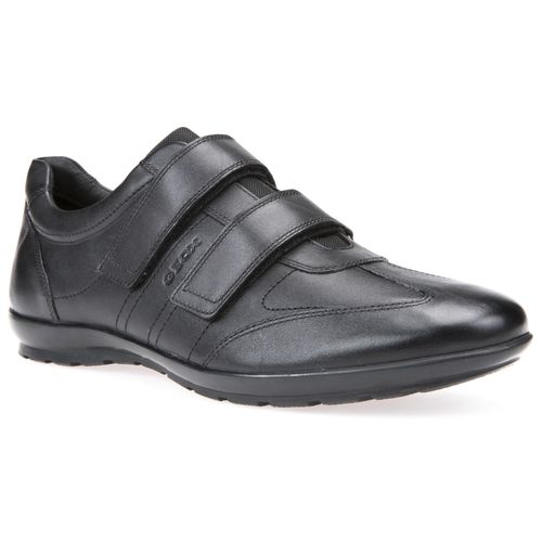 Klettschuh GEOX, Herren, Gr. 47, schwarz, Leder, Textil, elegant, Schuhe, Anzugschuh, Festtagsschuh, Business Schuh mit Geox-Spezial Membran