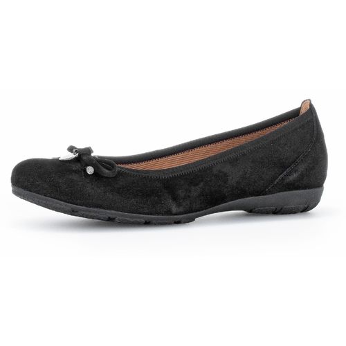 Ballerina GABOR, Damen, Gr. 38,5, schwarz, Ziegenveloursleder, klassisch, Schuhe, Flache Schuhe, Business Schuhe mit Hovercraft Luftkammern-Laufsohle