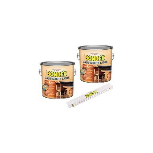 BONDEX BigPack Dauerschutz Lasur + Zollstock, Außen Holzfarbe, Wetterschutz, 5 l, Grau