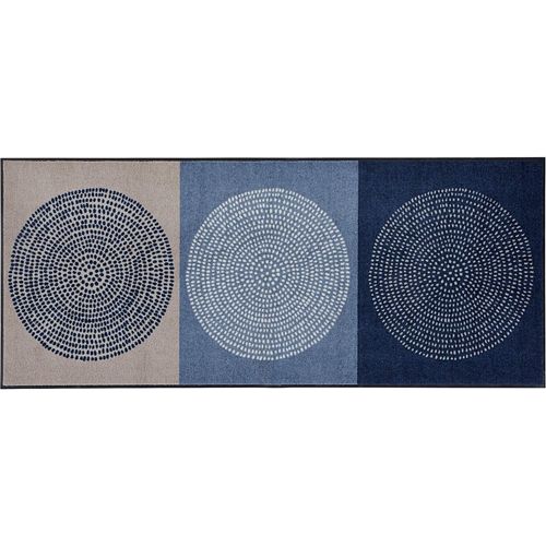 Fußmatte SALONLOEWE Gr. 6, blau (blau, beige), B:75cm H:7mm L:190cm, Polyamid, Kunstfaser, Teppiche