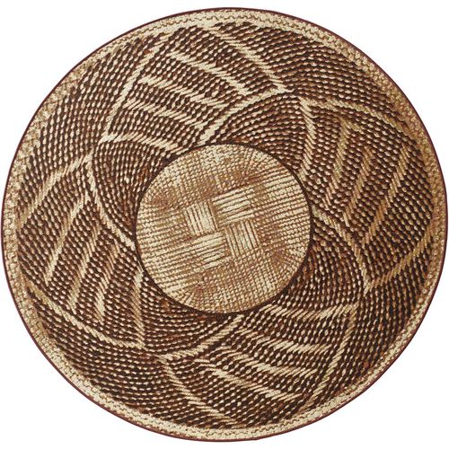 Teppich HEINE HOME Gr. 2, beige (natur, schwarz), B:u00d8100cm H:7mm Ø:100cm, Kunstfaser, Polypropylen, Polyester, Kunstfaser, Teppiche