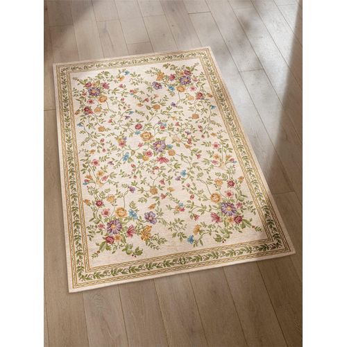 Teppich HEINE HOME Gr. 1, bunt (ecru, bunt), B:60cm H:5mm L:90cm, Polyester, Kunstfaser, Baumwolle, Polyacryl, Kunstfaser, Teppiche
