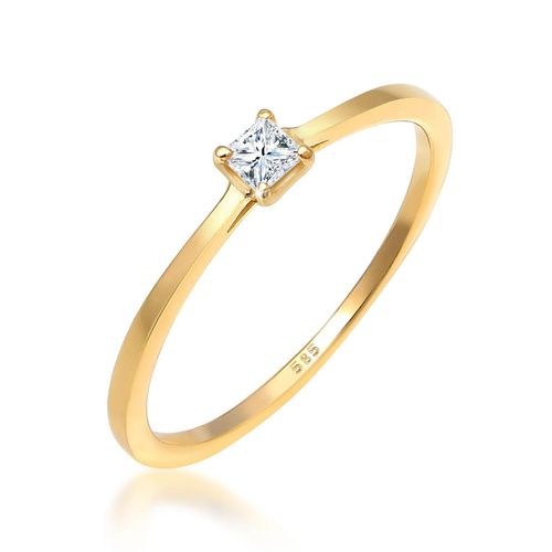 Elli Ringe - Ring Prinzessschliff Diamant (0.1 ct) 585 Gelbgold - Gr. 54 MM - in Gold - für Damen