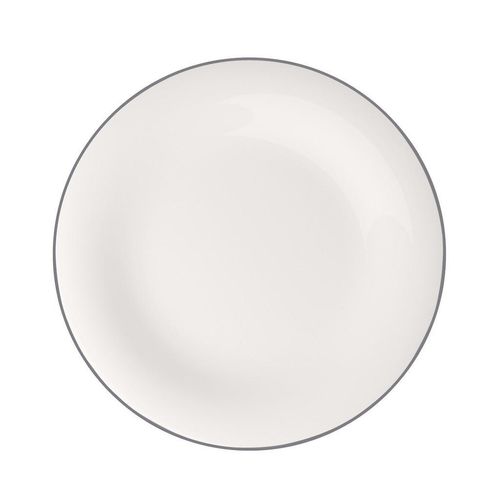 Villeroy & Boch Frühstücksteller Grey Lines , Grau, Weiß , Keramik , rund , Essen & Trinken, Geschirr, Teller, Kuchenteller