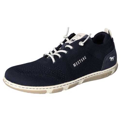 Slip-On Sneaker MUSTANG SHOES, Damen, Gr. 45, blau (navy), Textil, casual, Schuhe, Freizeitschuh, Halbschuh, Schlupfschuh, mit Elastik-Schnürsenkel