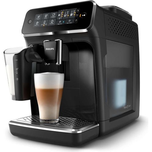 Philips Kaffeevollautomat 3200 Series, 5 Kaffeespezialitäten, LatteGo Milchsystem, Touchdisplay, Schwarz (EP3241/50)