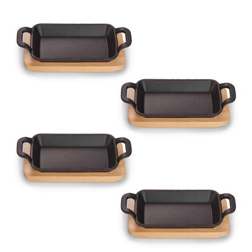 Echtwerk Pfannenset , Schwarz , Metall , 4-teilig , 0,25 L , rechteckig , 10x2.5x17 cm , kratzfest , Kochen, Pfannen, Pfannensets