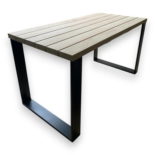 Schreibtisch 140x70x75cm, Wohnzimmertisch, Multi Massiv Eiche Dielentisch mit U-Beine Stahlbeine, Esstisch, Firmentisch