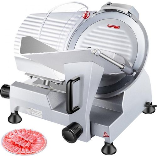 Kommerzieller Fleisch-Allesschneider 240 W - Elektrische Aufschnittmaschine mit 25,4 cm Kohlenstoffstahlklinge - Verstellbare Dicke 0-12 mm - Ideal für Fleisch, Käse, Gemüse etc.