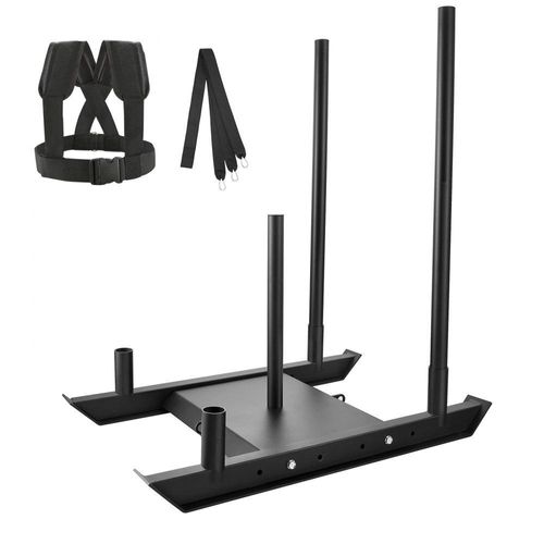 Gewichtstrainingsschlitten von StahlFit® - Kraftvolles Push-Pull-Training - Fitness-Widerstandstraining - Trainingsgerät für Sportübungen - Passend für 2'' Gewichtsscheiben - Schwarz
