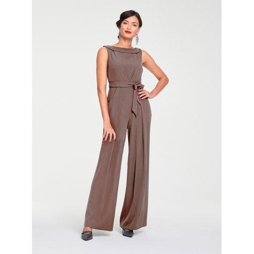 Overall HEINE, Damen, Gr. 46, Normalgrößen, grau (taupe), 98% Polyester, 2% Elasthan, unifarben, lang, ohne Ärmel, Overalls, Topseller