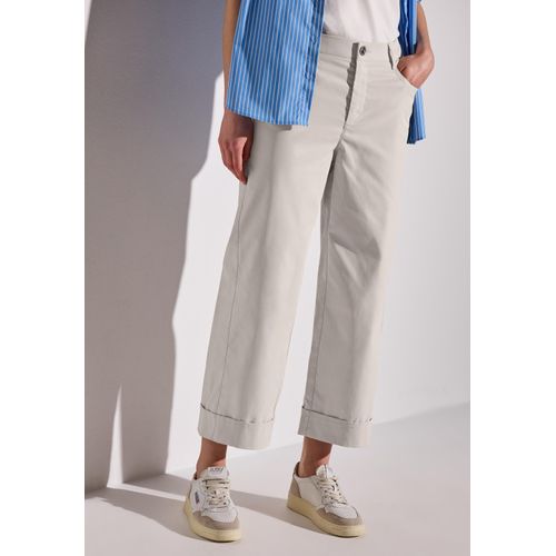 Stoffhose STREET ONE, Damen, Gr. 40, Länge 28, moonstone sand, Stoff, 77% Polyester, 20% Baumwolle, 3% Leinen, unifarben, casual, comfort fit lang, Hosen, High Waist