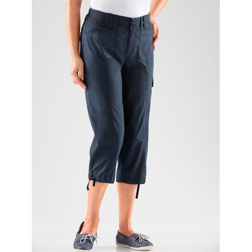 Caprihose CASUAL LOOKS, Damen, Gr. 25, Kurzgrößen, blau (marine), 98% Baumwolle, 2% Elasthan, unifarben, 3/4-Länge, Hosen