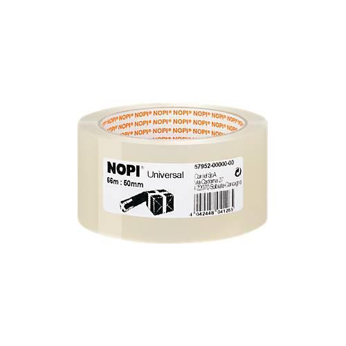 Nopi® Packband Universal 4040, L 66 m x B 50 mm, transparent, 6 Rollen