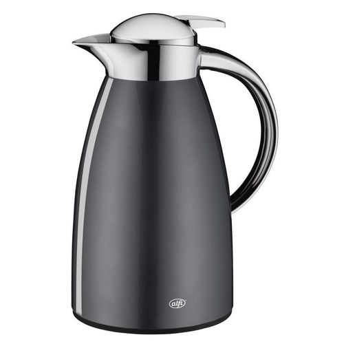 Alfi Isolierkanne Signo , Schiefer , Metall , 1,0 L , Made in Germany , Ausgießer, lebensmittelecht, Vakuum, Glaskolben, abnehmbarer Deckel,
