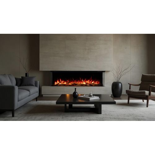 Elektrokamin AFLAMO Superb 3D 80 - Ultra-realistische Flammenoptik - Einbaukamin - 80x65x35 cm - Dekorativer LED-Elektrokamin mit Heizfunktion 750/1500 W