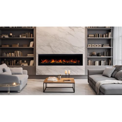 Elektrokamin AFLAMO Royal 3D 180 - Ultra-realistische Flammenoptik - Zur Wandmontage oder zum Einbauen - 180x48x22 cm - Dekorativer LED-Elektrokamin mit Heizfunktion 750/1500 W