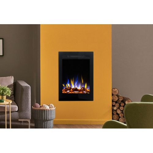 Elektrokamin AFLAMO Majestic 32 - Ultra-realistische Flammenoptik - Zur Wandmontage oder zum Einbauen - 47x66x14 cm - Dekorativer LED-Elektrokamin mit Heizfunktion 750/1500 W