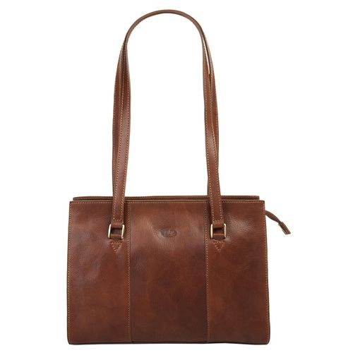 Shopper PIKÉ, Damen, Gr. B/H/T: 35cm x 27cm x 11cm onesize, braun, Leder, unifarben, Taschen, echt Leder, Made in Italy
