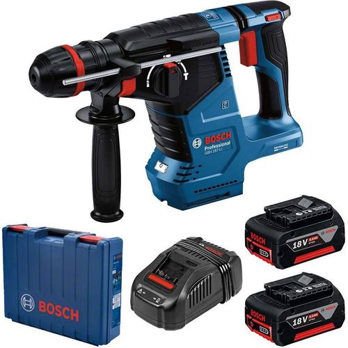 Bosch Professional GBH 187-LI - Akku-Bohrhammer (18 V, 2 Batterien de 5,0 Ah, Ladegerät, 2,4 J, Durchmesser de Betonbohren: 24 mm, Koffer de Kunststoff, One Bohrfutter: verschiedenes Zubehör
