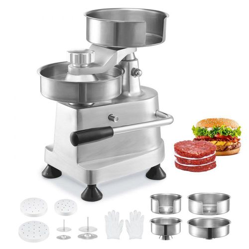 Hamburgers Press Pro - Burger Pattie Maker 10 / 13 / 15 cm, mit 3 Packungen Burger Papier, Hamburgerpresse aus Edelstahl, - Perfekt für BBQ Zubehör - Codable Bur-grillkube - Papiertore - Smoky Silent Patty Plan"