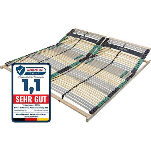 Lattenrost PREMIUM STRONG 200 mit Buchenholz, Lattenrost 180x200 (2 x 90x200cm) extra stabil, Kopfteil verstellbar, orthopädischer 7 Zonen Lattenrost mit 42 verstärkten Leisten, Germany, bis 200Kg belastbar