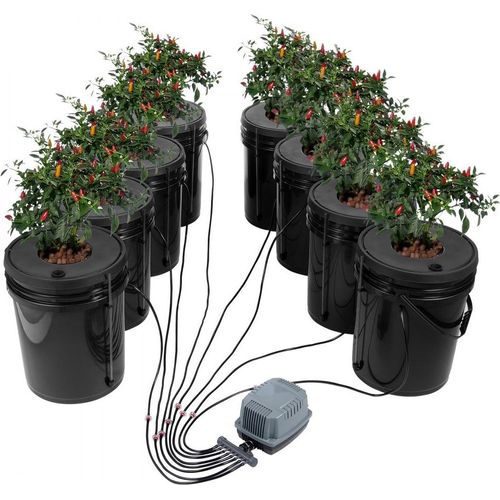 DWC Hydrokultur-Anbausystem Tiefwasserkultur 20L 8x Eimer mit Luftpumpe Hydroponisches Gartensystem für effizienten Pflanzenanbau