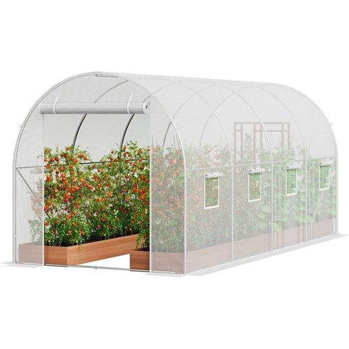 Gewächshaus Tunnel Treibhaus Frühbeet Tomatenhaus - 445x194x192 cm - weiß - hochwertiges Garten-Gewächshaus für den Anbau von Gemüse und Pflanzen